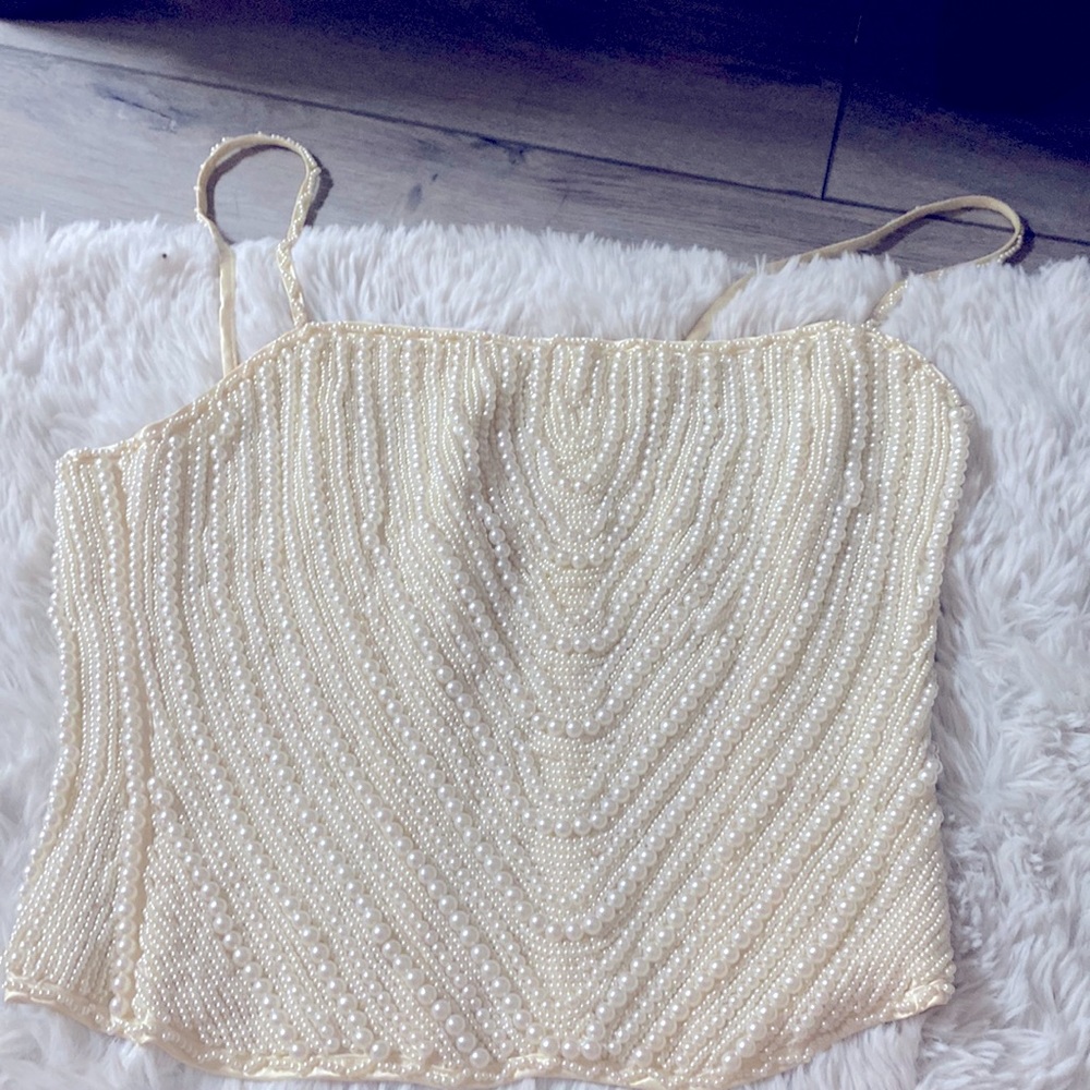 Victoria Secret  Couture New One Of a Kind Corset Bridal White with pearls .